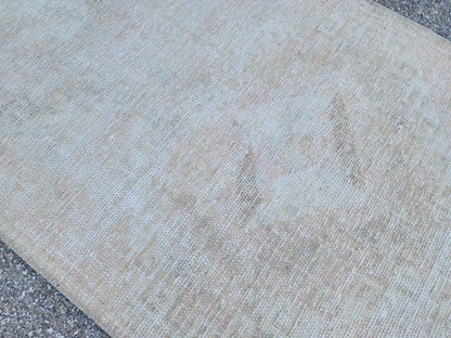 2x11 Neutral Turkish Oushak Runner Rug: Hand-Knotted Rustic Decor