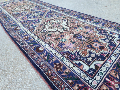 3x9 Hand Made Runner Rug: Persian Medallion Design, Rustic Decor