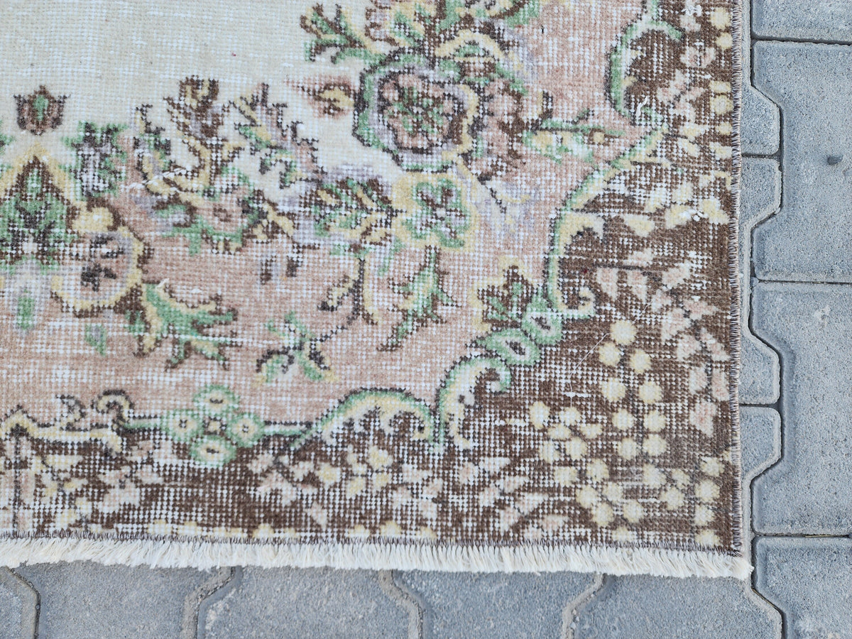 Handwoven Turkish Oushak Rug: 4x7 Wool & Cotton Medallion Rug, Home Rustic Decor