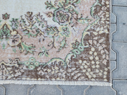 Handwoven Turkish Oushak Rug: 4x7 Wool & Cotton Medallion Rug, Home Rustic Decor