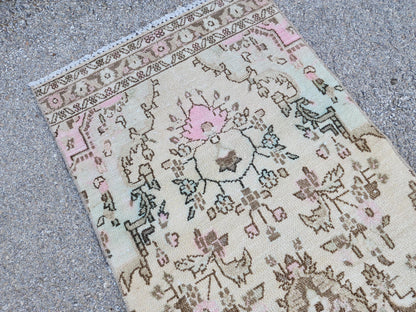 Neutral Runner Rug 2x9: Handwoven Persian Style Farmhouse Decor, Up Cycled Wool