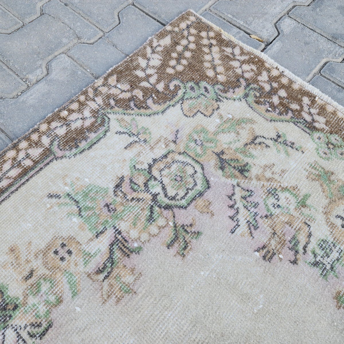 Handwoven Turkish Oushak Rug 3x6: Wool & Cotton Vintage Area Rug