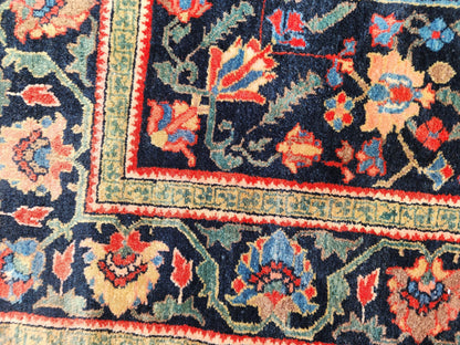 4x6 Vintage Casucacian Rug, 1980s Handmade Wool Carpet, Burgundy Navy Floral Medallion Area Rug