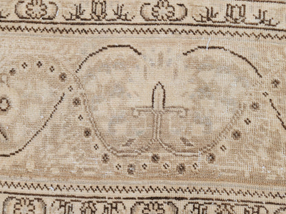 9x12 Vintage Turkish Oushak Rug: Hand Knotted Wool, Gray Cream