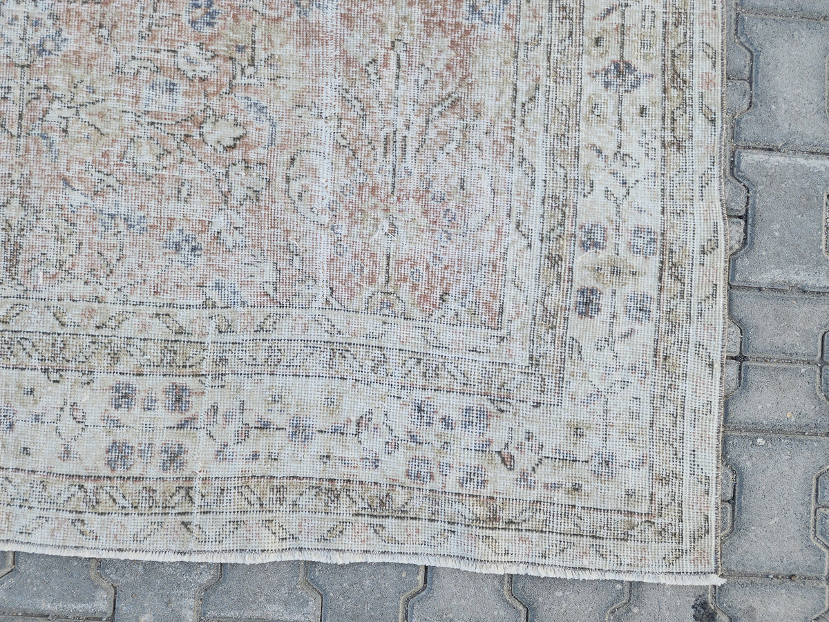 6x10 Turkish Rug, Boho Home Decor, Faded Pink Neutral Carpet