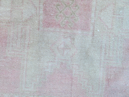 Neutral Runner Rug 2.7x13.7 ft, Stair Wool Runner Rug, Powder Pink Hand Made Decor