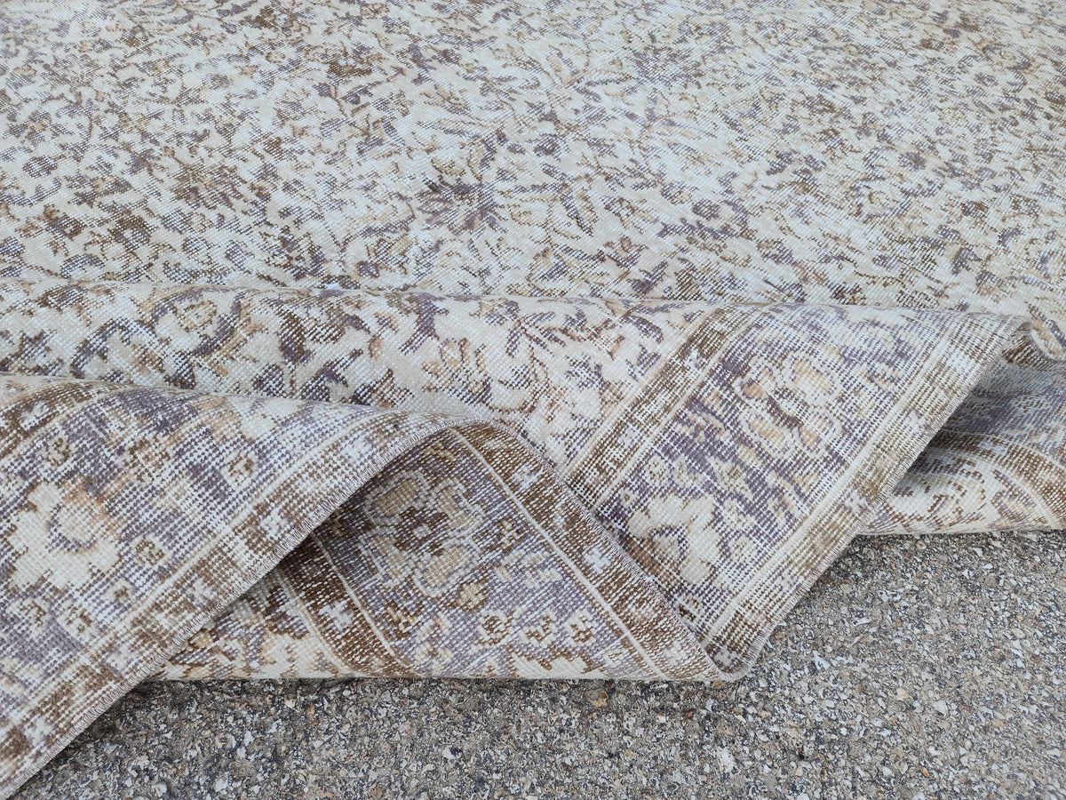 Hand Knotted Oushak Rug 6x9, Neutral Wool Home Decor, Beige Boho Decor