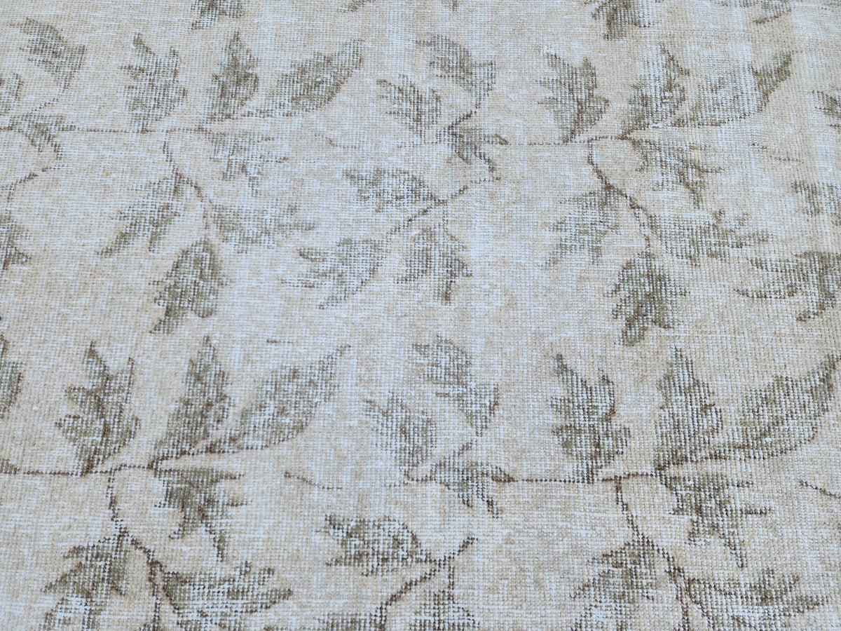 Handwoven Turkish Oushak Rug 3x7: Wool & Cotton Blend