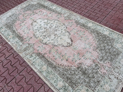 Handwoven Turkish Oushak Rug: Small Wool & Cotton Bohemian Rug