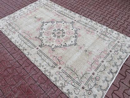 Handwoven Turkish Oushak Rug: 50/50 Wool Cotton Blend