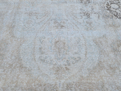 6x9 Vintage Oushak Rug: Beige Wool Oriental Rug