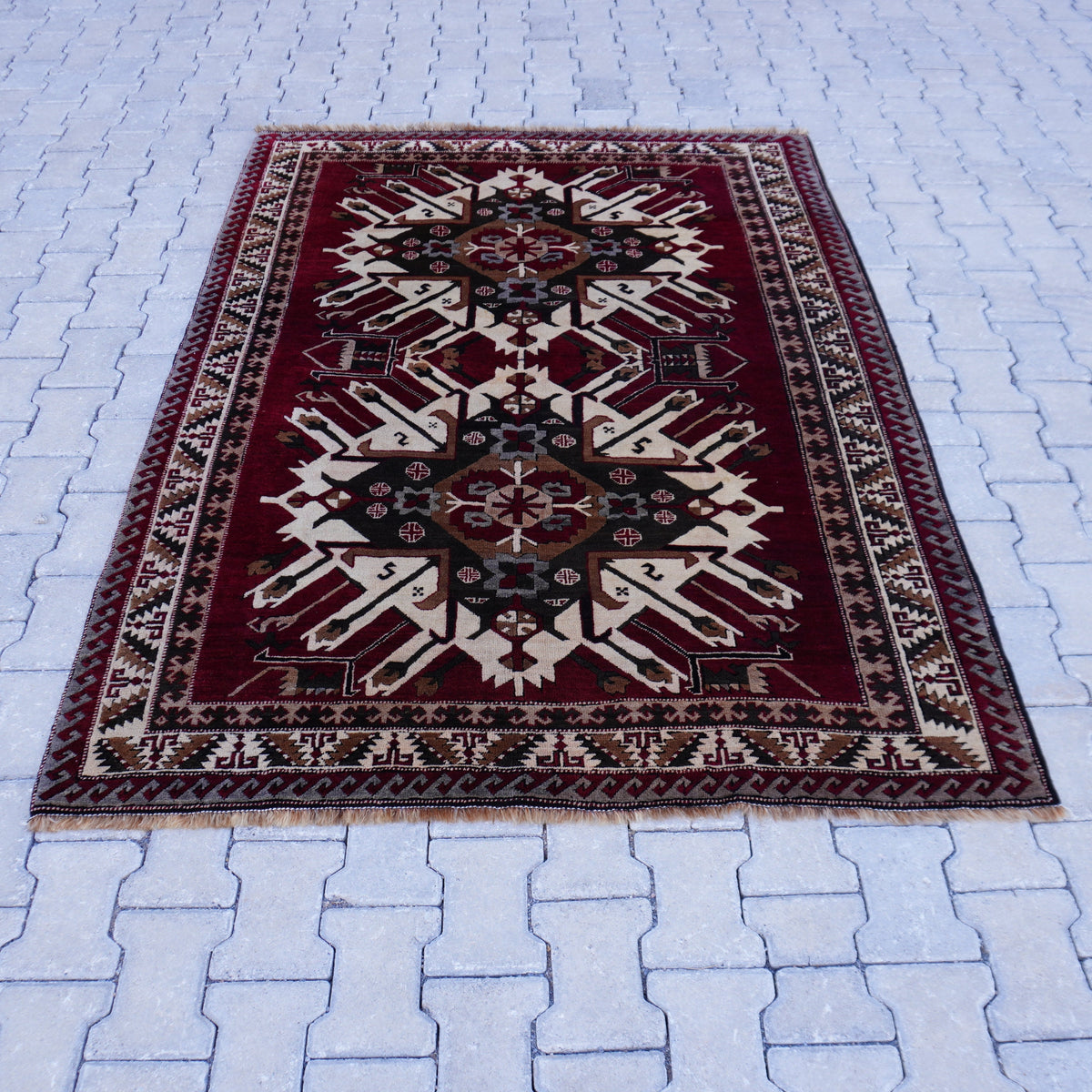 5x6 Vintage Kars Wool Rug: Hand Woven Turkish Area Rug