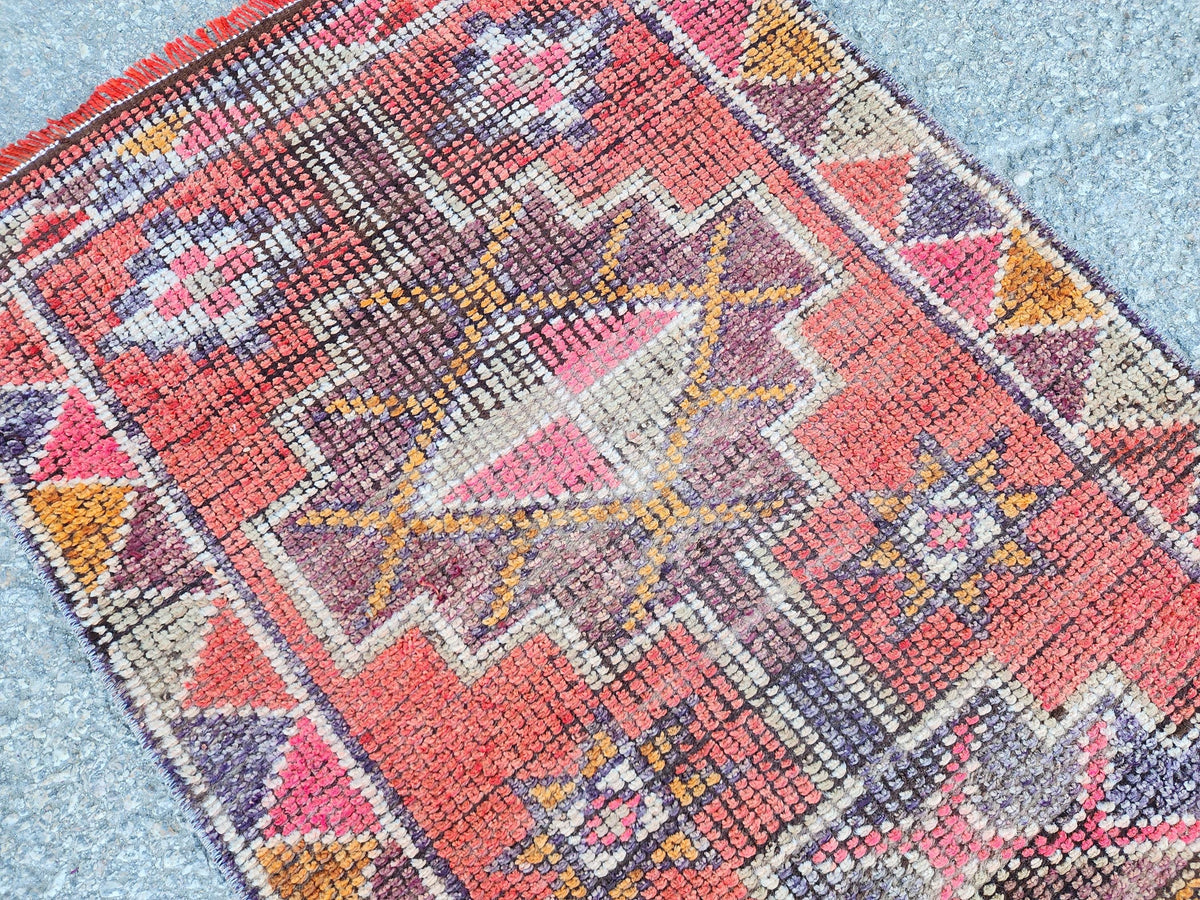 2x8 Mini Herki Runner, Home Rustic Decor, Kitchen Decor, Up Cycled Wool Rug