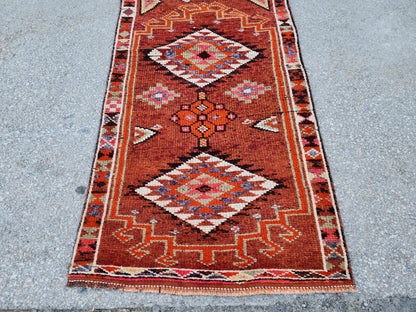 Stair Soft Runner 2.7x14.2 ft, Turkish Wool Hand Knotted Up Cycled Wool, Home Rustic Decor