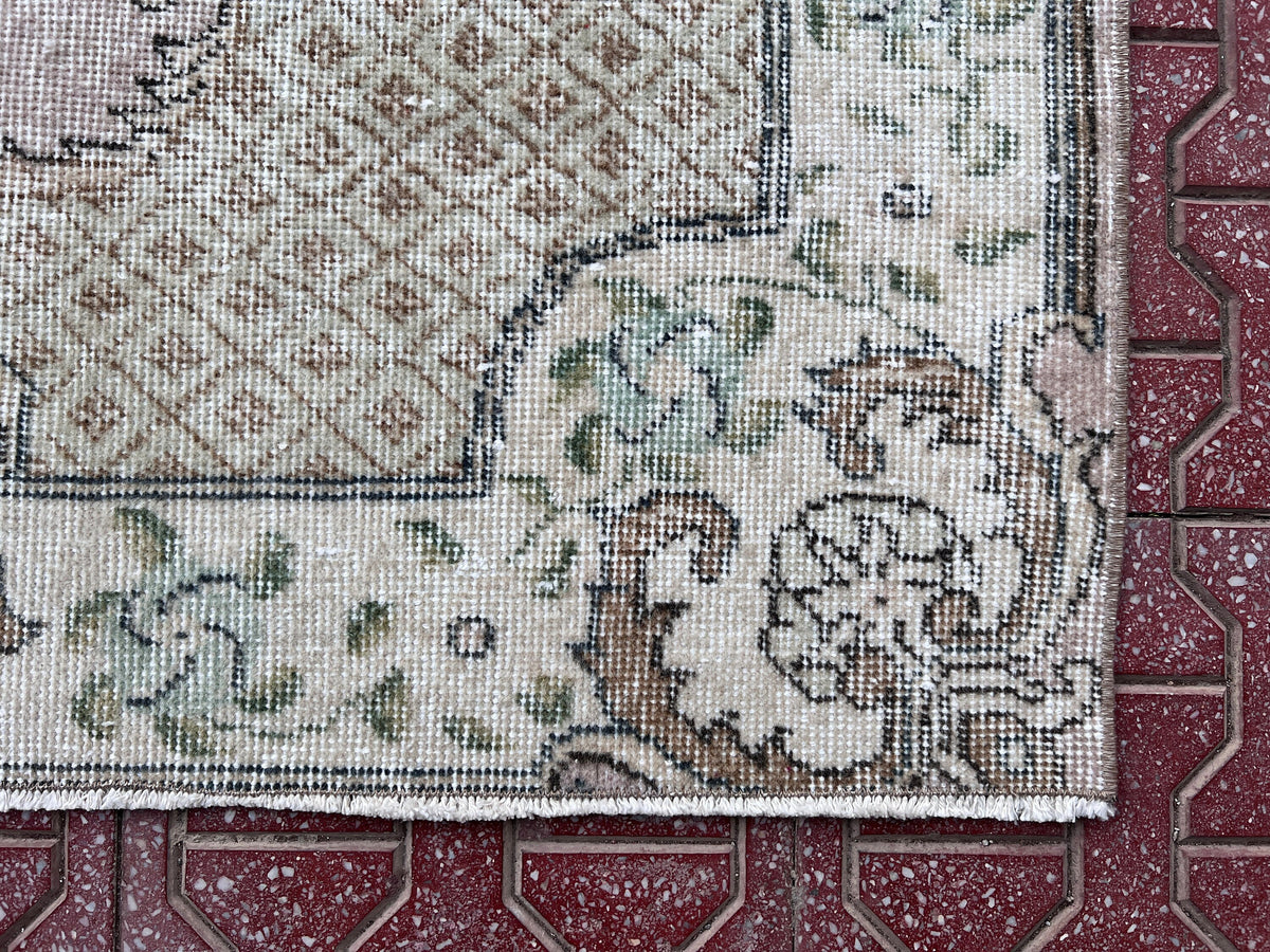 Handwoven Turkish Oushak Rug 4x7: Wool & Cotton Bohemian Rug