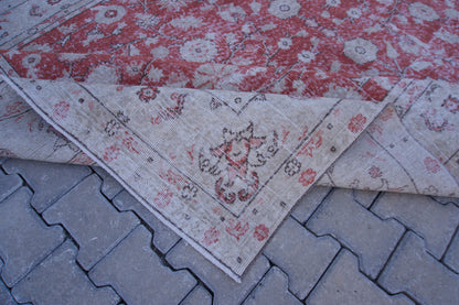 Handmade Turkish Isparta Rug 7x10: Vintage Oriental Cotton-Wool Blend