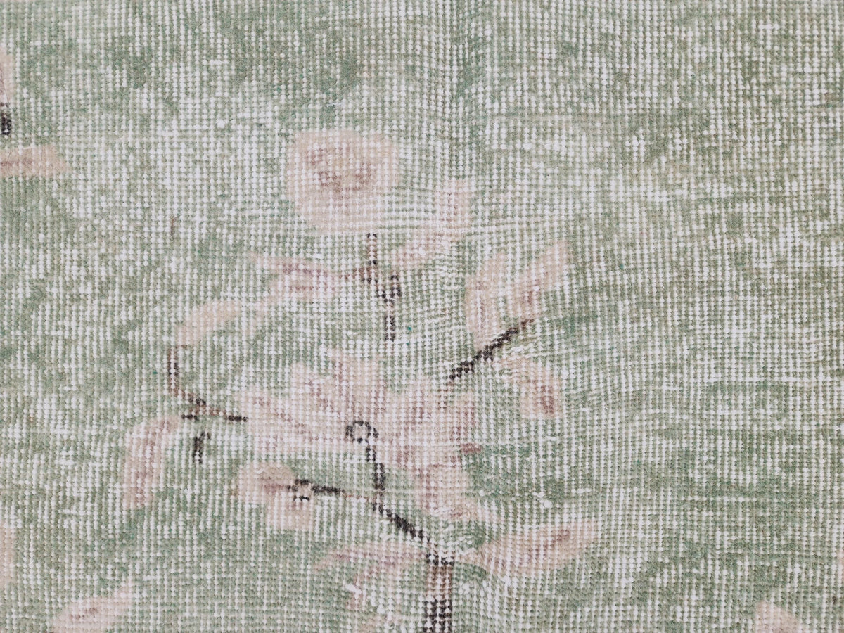 Green Turkish Oushak Rug 6x11: Handwoven Wool Isparta Carpet