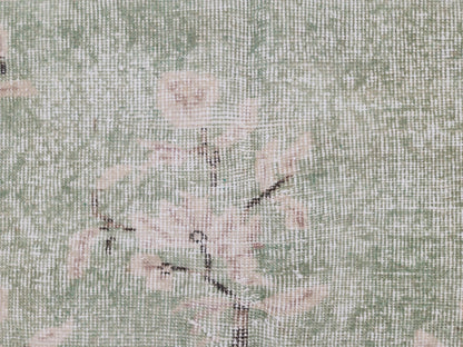 Green Turkish Oushak Rug 6x11: Handwoven Wool Isparta Carpet