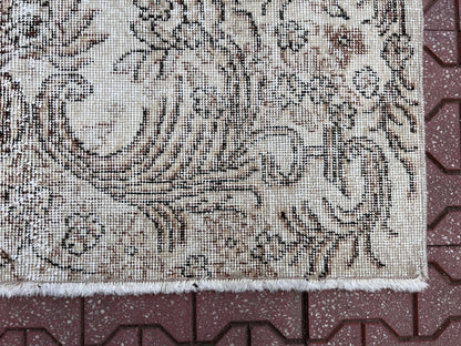 Handwoven Turkish Oushak Rug: 4x7 Wool Cotton Blend