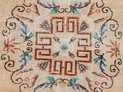 Oushak Rug 7x10, Hand Knotted Turkish Wool Carpet, Living Room Rustic Decor