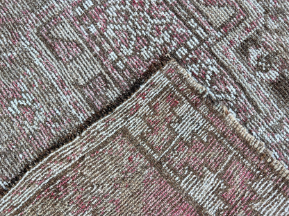 Handwoven Wool Turkish Rug 4x10: Neutral Bohemian Entry Rug