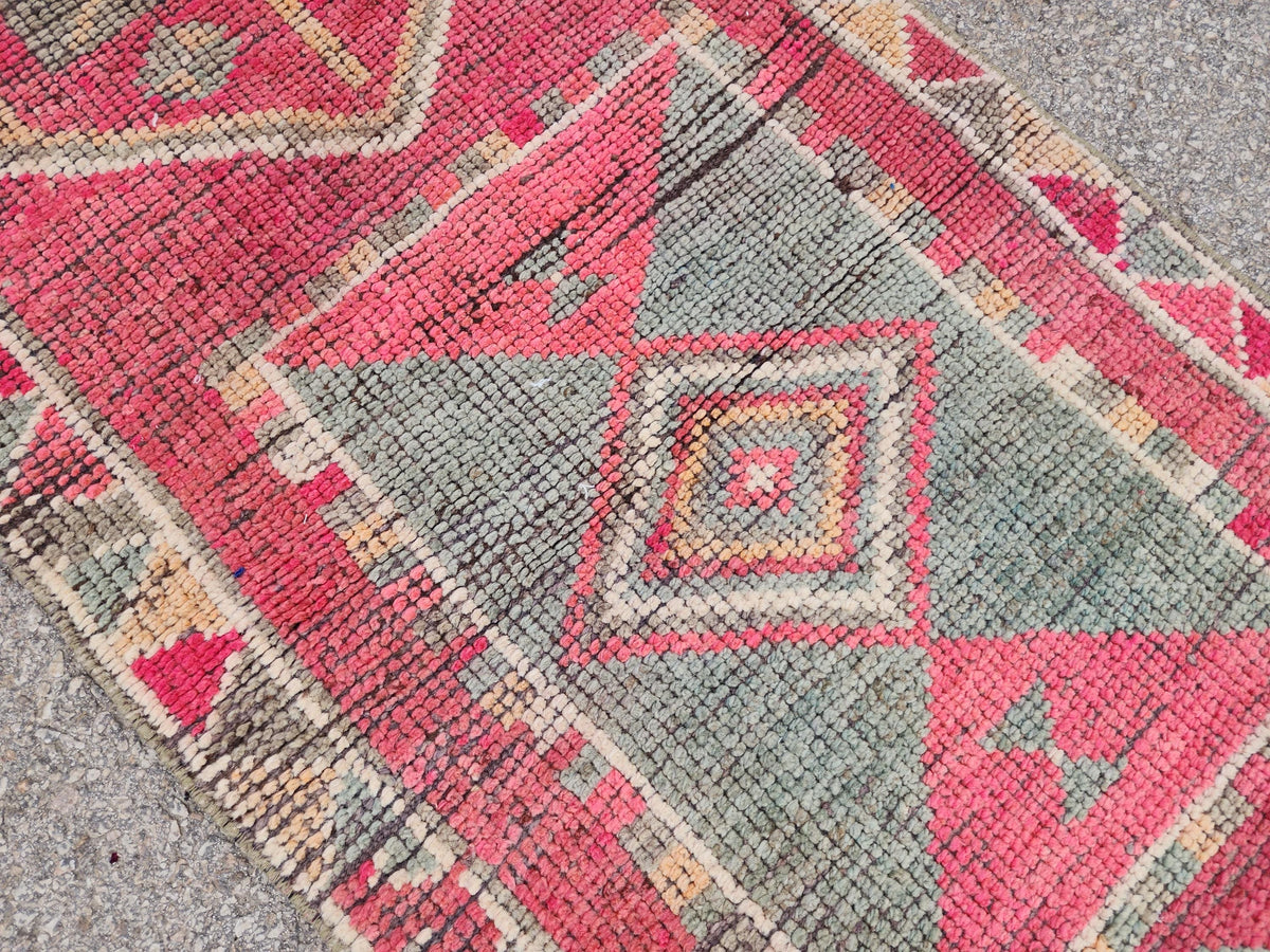 2x13 Herki Long Runner Rug, Hand Knotted Turkish Rug, Bohemian Hallway Decor