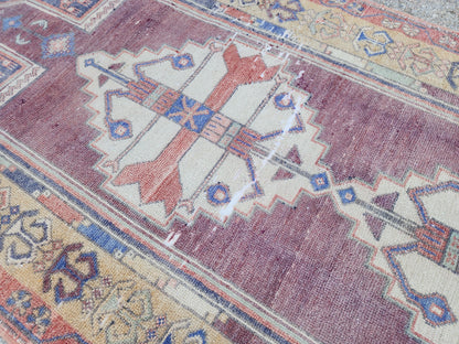 4x9 Turkish Area Rug, Hand Knotted Turkish Runner, Wool Boho Hallway Decor
