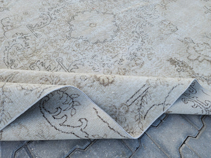 Neutral Rug 7x10, Turkish Hand Woven Oushak Design, Oreintal Living Room Decor