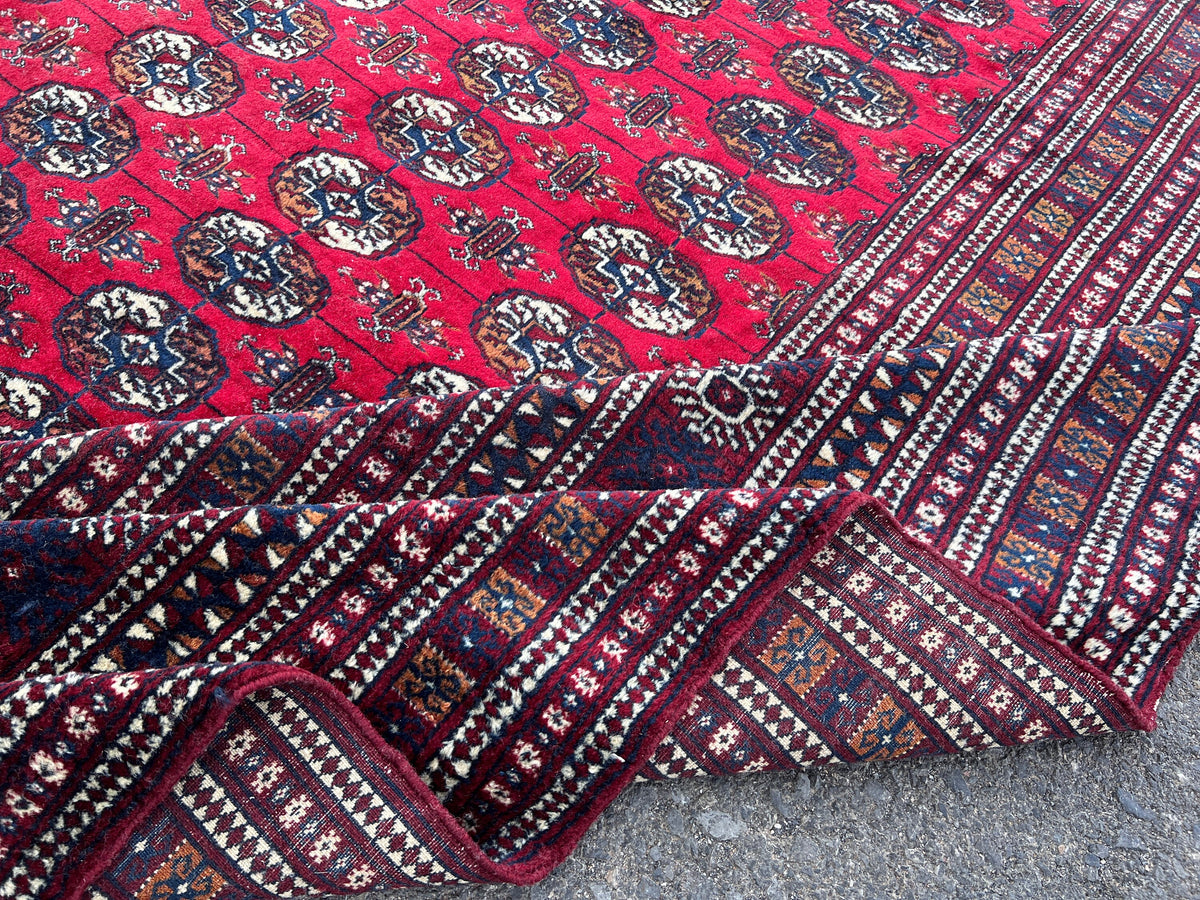 9x12 Red Turkmen Rug: Vintage Wool Area Rug