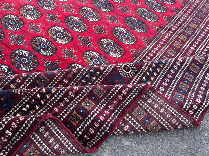 9x12 Red Turkmen Rug: Vintage Wool Area Rug