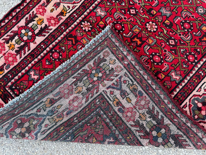 3x10 Red Wool Persian Runner Rug, Hand Knotted Hallway Decor