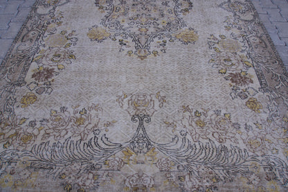 6x10 Turkish Area Rug, Boho Floral Design, Living Room Decor
