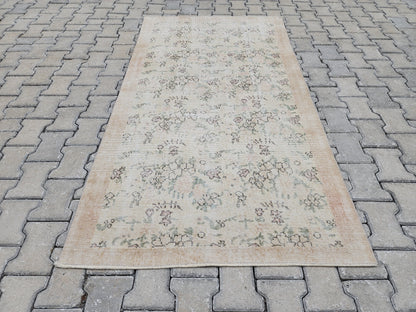 3x6 Vintage Turkish Oushak Rug: Handwoven Wool & Cotton