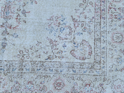 Hand Knotted Oushak Rug 6x10: Turkish Wool Neutral Area Rug