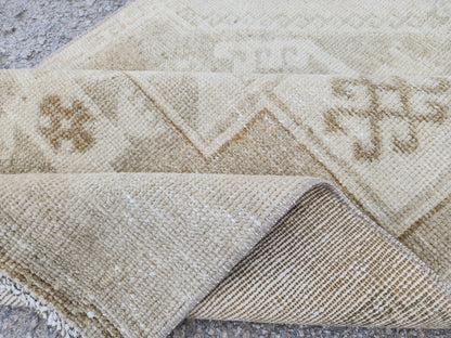 Hand Made Runner Rug 2.6 x 8.8 ft , Oriental Boho Decor, Turkish Rustic Wool Carpet