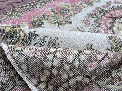 Handwoven Turkish Oushak Rug 4x7: Wool & Cotton Blend