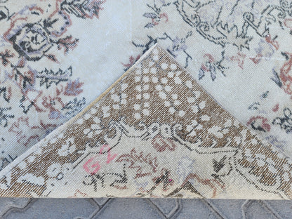 Handwoven Turkish Oushak Rug 3x6: Wool & Cotton Medallion Design