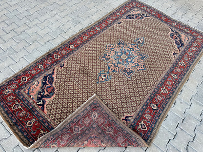 Antique Persian Rug 5x9: Hand-Knotted Wool Carpet, Boho Home Decor