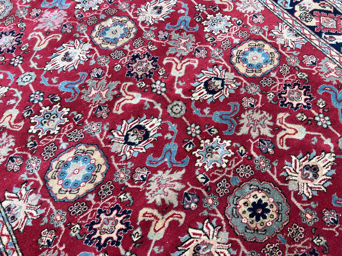 6x8 Vintage Oushak Rug: Red Wool Traditional Carpet