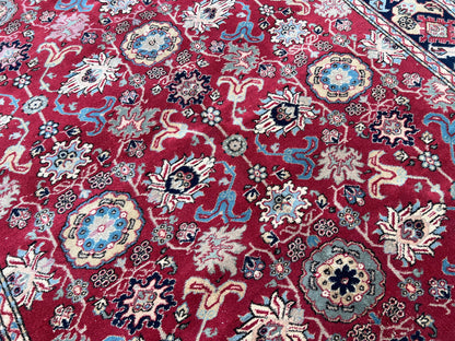 6x8 Vintage Oushak Rug: Red Wool Traditional Carpet