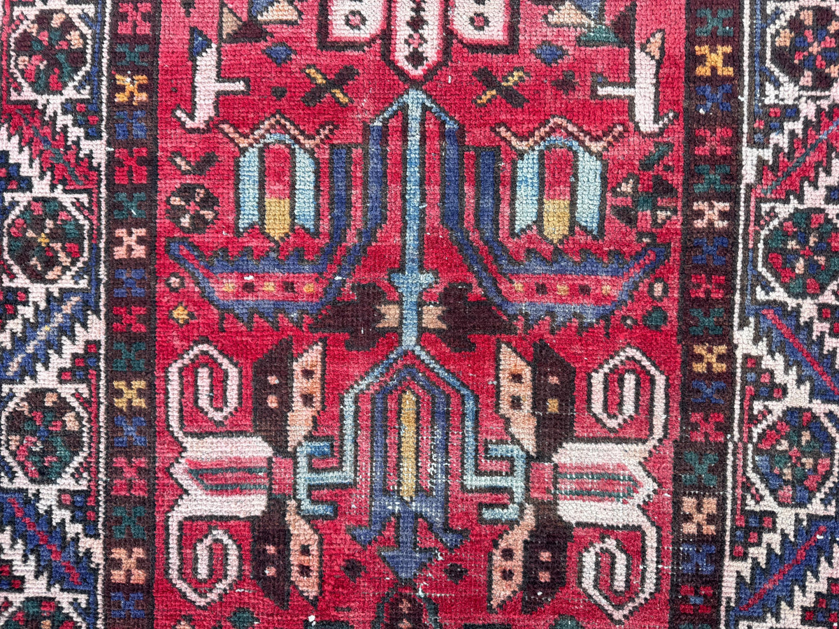 Handmade 3x12 Natural Runner Rug: Boho Hallway Decor, Persian Design