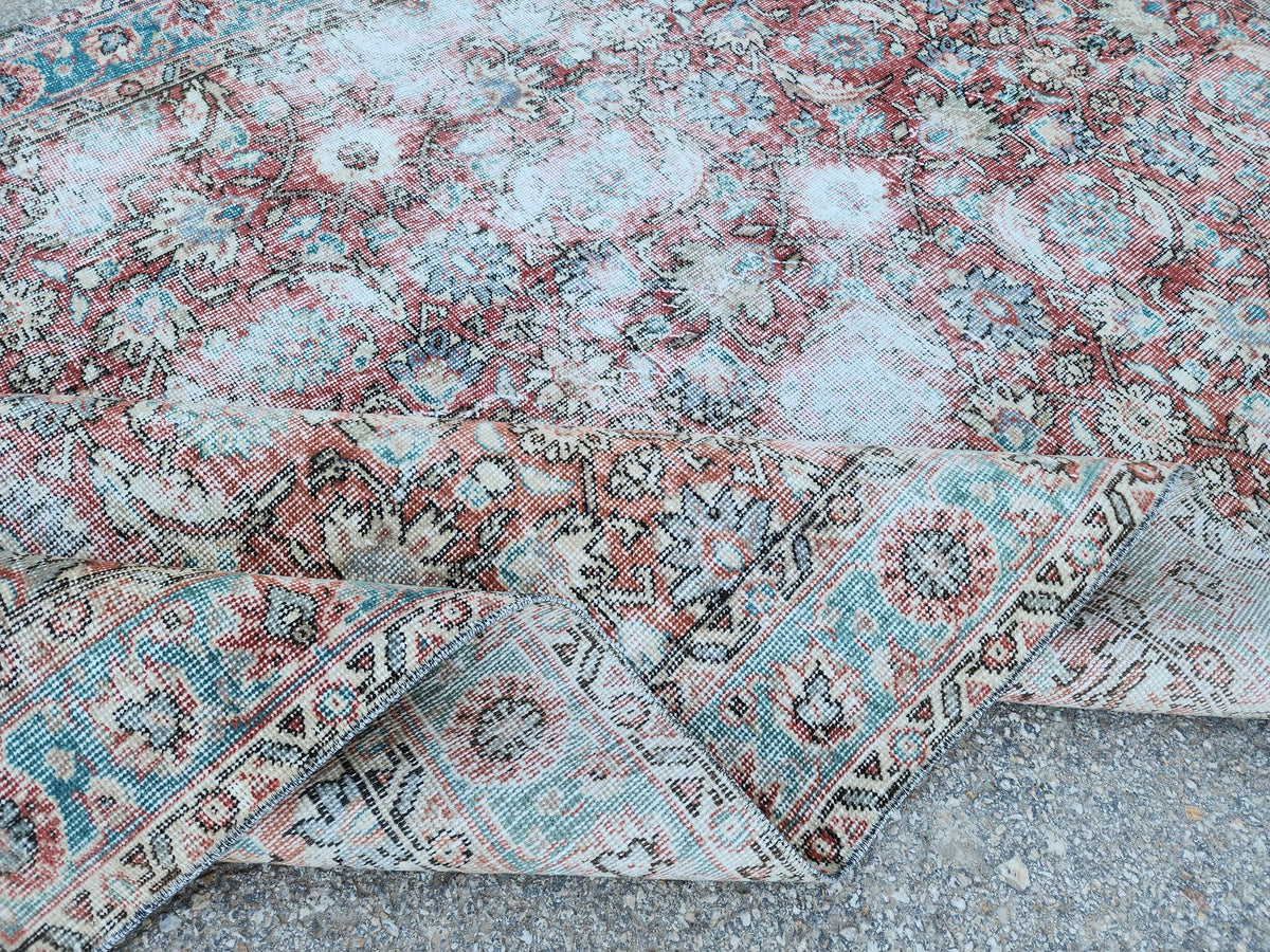 Handwoven Turkish Oushak Rug 5x8: Wool & Cotton Antique Style