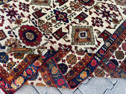 5x8 Antique Turkish Wool Rug: Handcrafted Boho Area Rug
