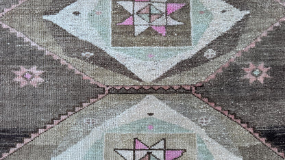 3x11 Wool Neutral Runner Rug, Hand Knotted Turkish Decor, Kitchen Decor