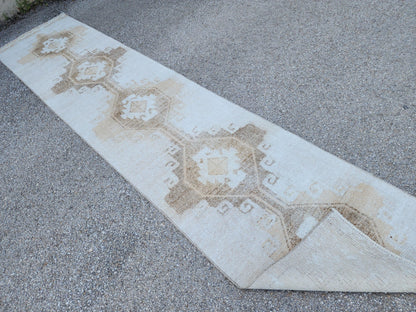 3x12 Neutral Runner Rug, Hallway Bohemian Decor, Up Cycled Wool