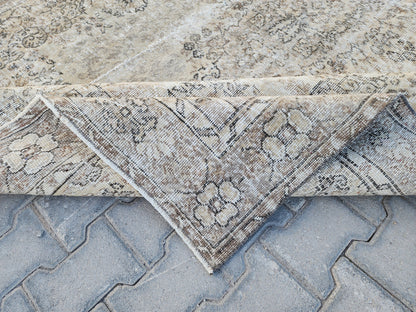 7x10 Neutral Area Rug, Living Room Boho Decor, Turkish Wool Hand Made