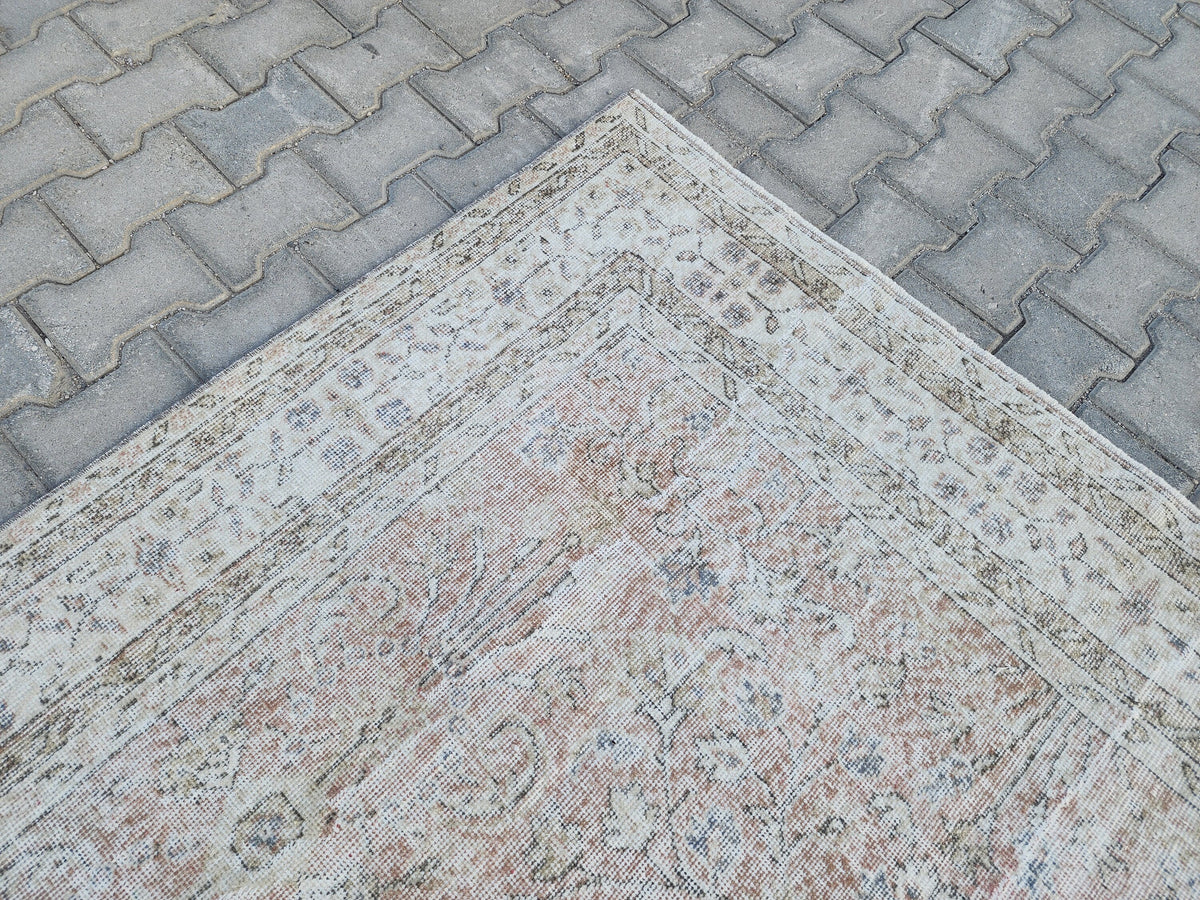 6x10 Turkish Rug, Boho Home Decor, Faded Pink Neutral Carpet