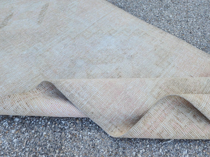 2x11 Neutral Turkish Oushak Runner Rug: Hand-Knotted Rustic Decor