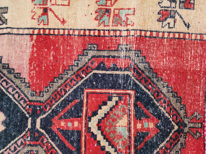 Turkish Runner Rug 3x11, Brown and Pink Color Hallway Carpet, Home Rustic Decor