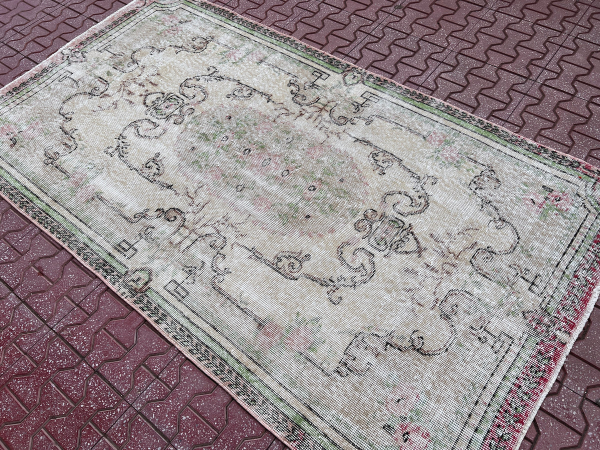Handwoven Turkish Oushak Rug 4x6: Wool & Cotton Blend
